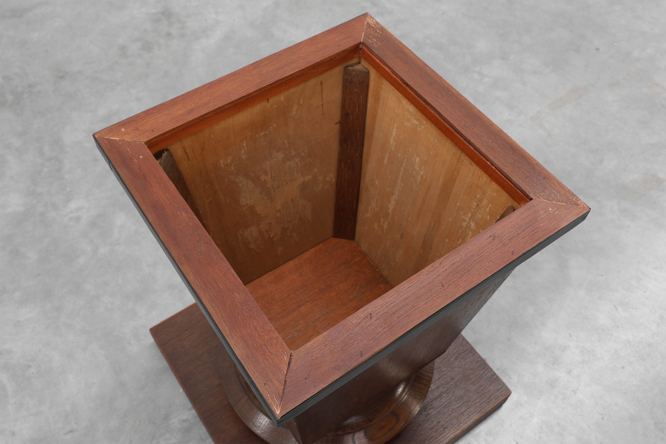 Pair large Art Deco geometric square oak planters, France 1930sthumbnail
